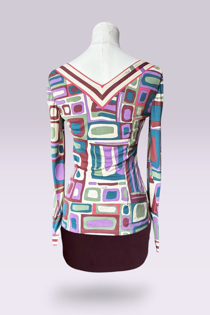 Emilio Pucci Long Sleeve Geometric Printed Top | Italian Vintage