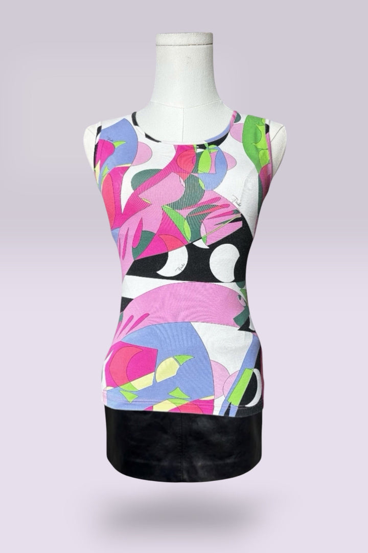 Emilio Pucci Purple & Pink Sleeveless Printed Top | Italian Vintage