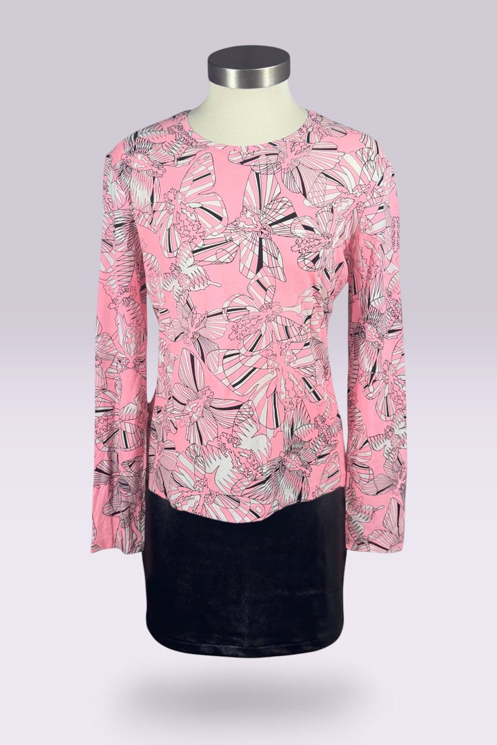 Versace Abstract Butterfly Print Long Sleeve Top | Italian Vintage