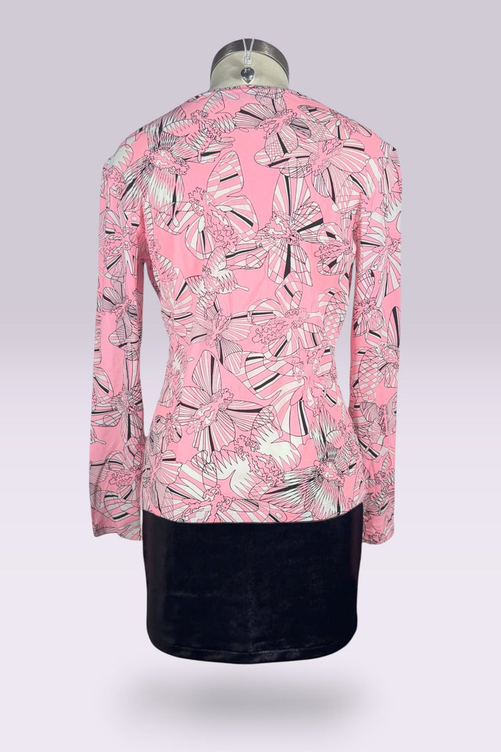 Versace Abstract Butterfly Print Long Sleeve Top | Italian Vintage