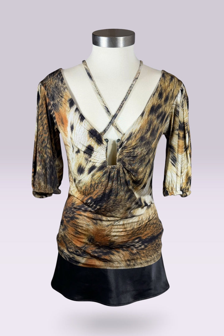 Just Cavalli Leopard Print Ruched Top | Italian Vintage