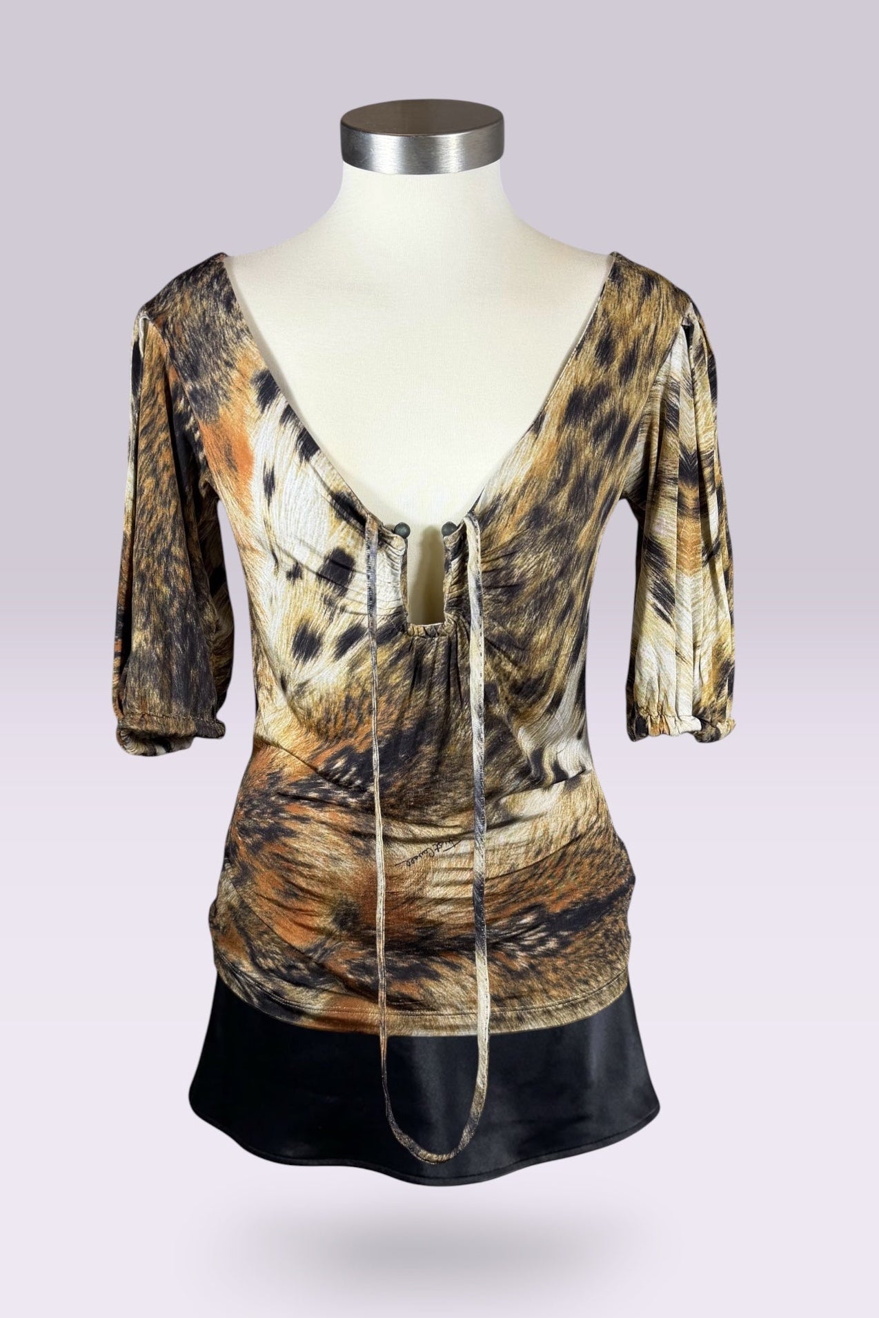 Just Cavalli Leopard Print Ruched Top | Italian Vintage