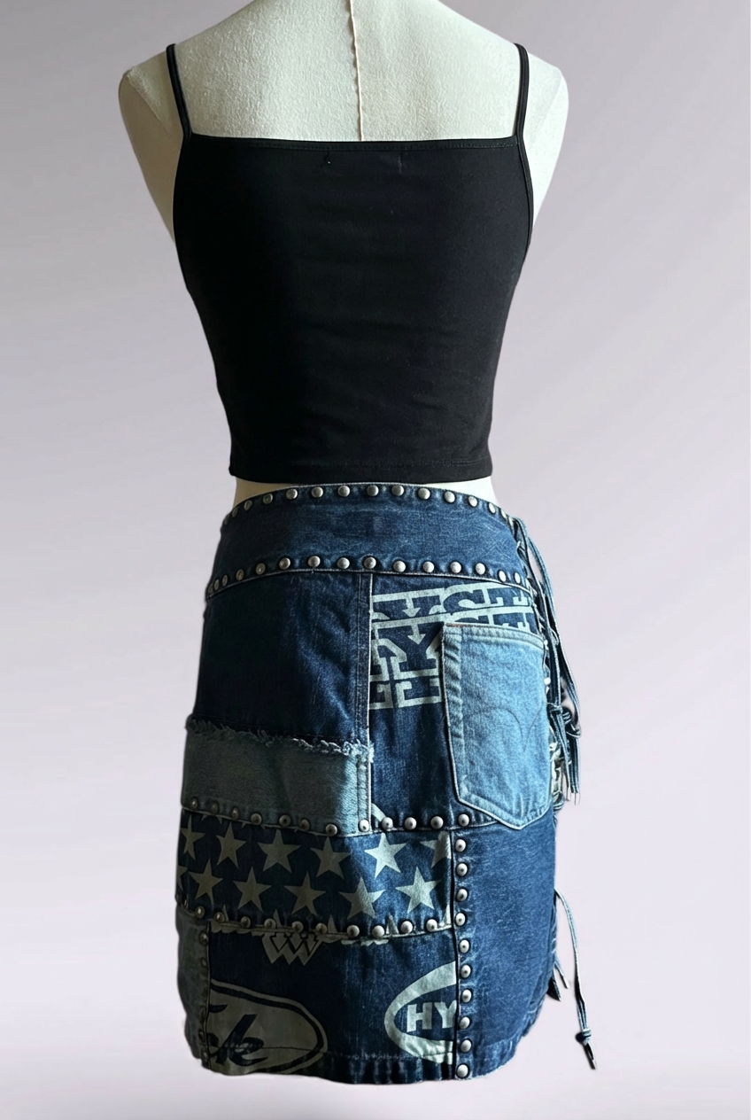 Hysteric Glamour Patchwork Denim Mini Skirt | Japanese Designer Vintage