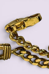Lanvin LL Gold Tone Chain Bracelet with Pave Letter Detail | French Vintage