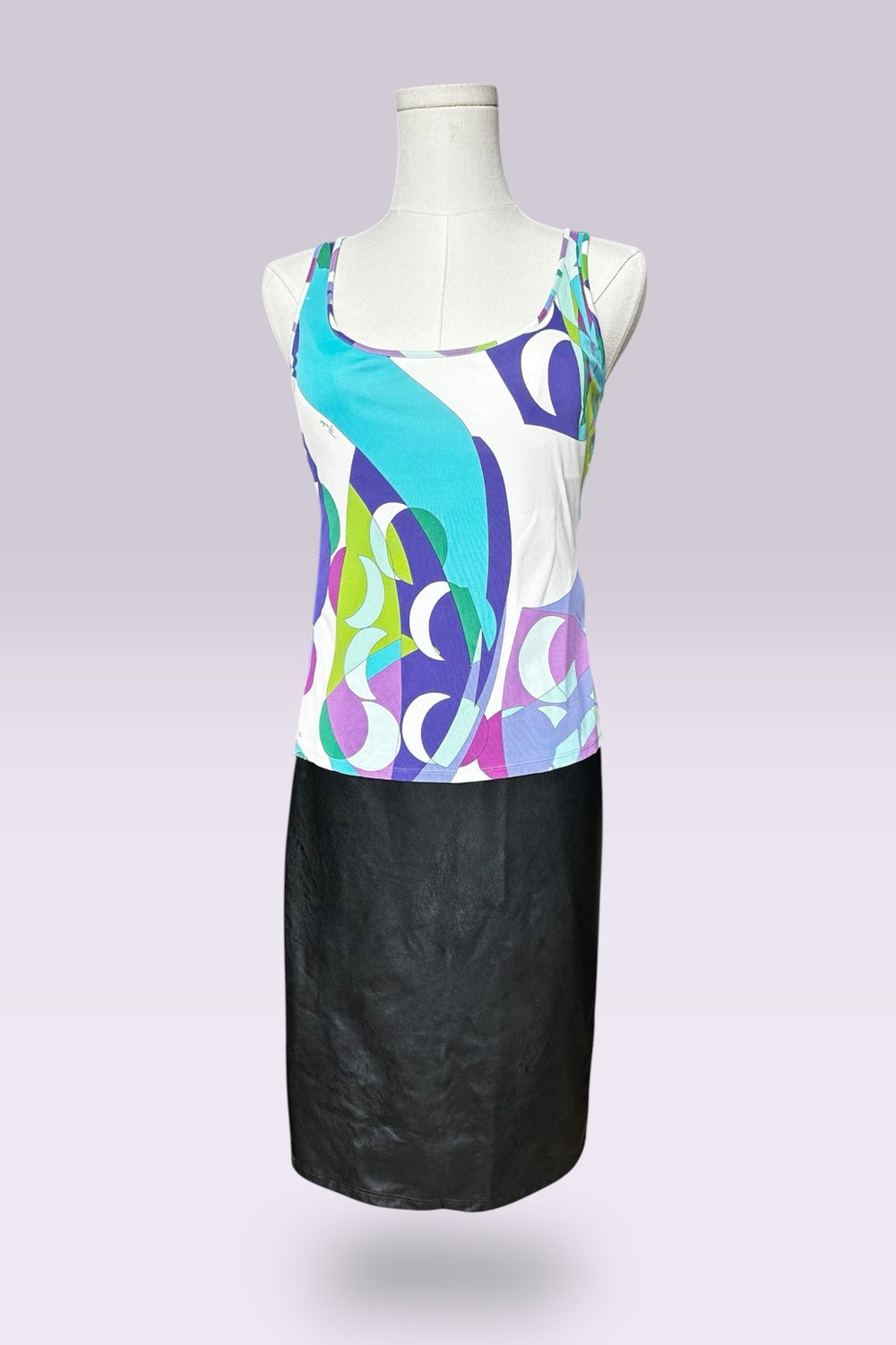 Emilio Pucci Blue & Purple Sleeveless Printed Top | Italian Vintage