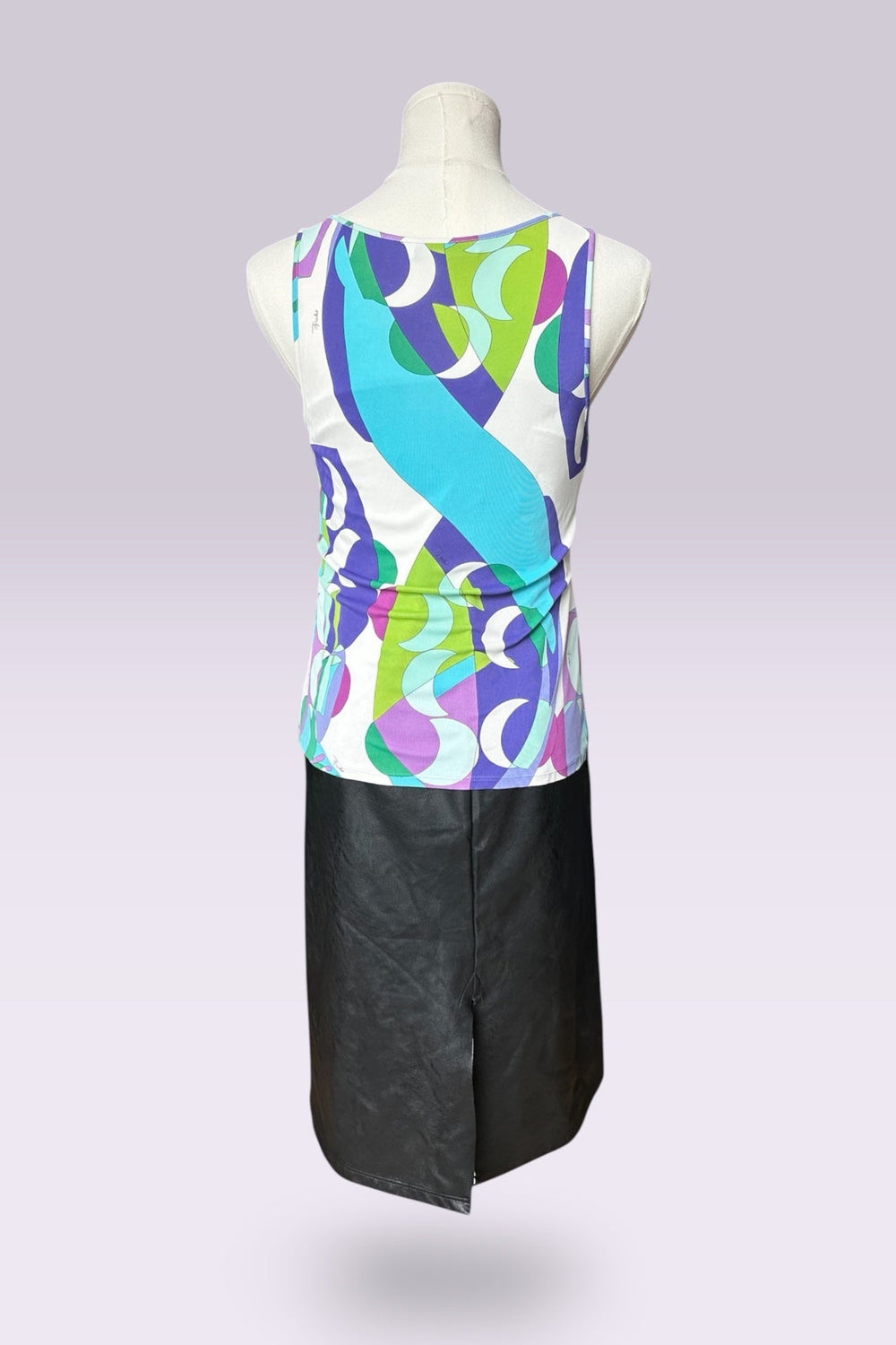 Emilio Pucci Blue & Purple Sleeveless Printed Top | Italian Vintage