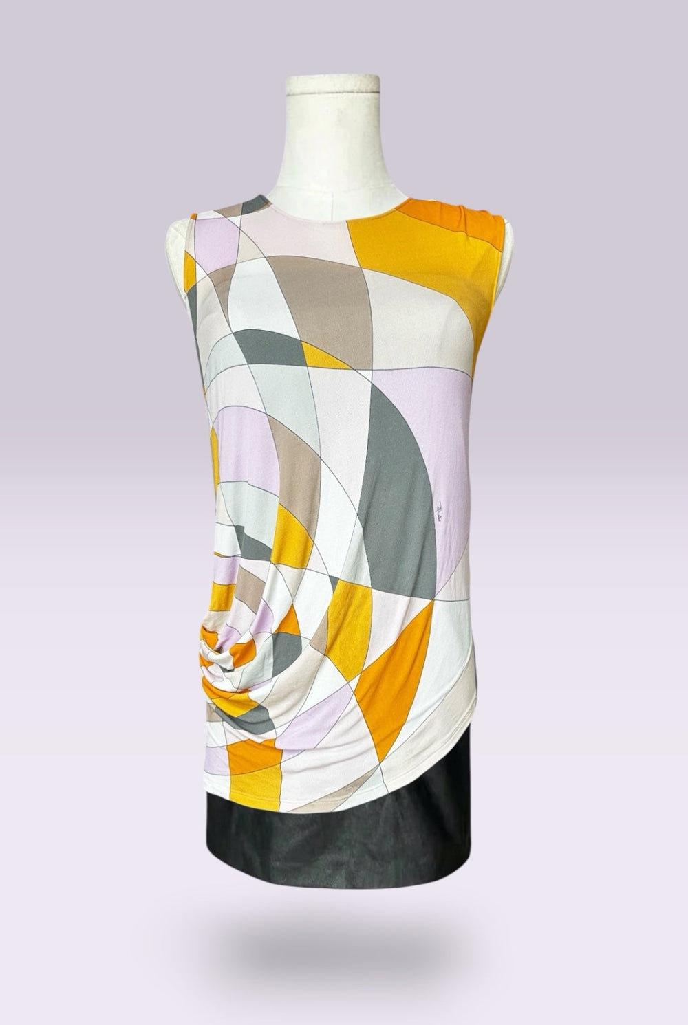 Emilio Pucci Orange & Purple Sleeveless Printed Top | Italian Vintage