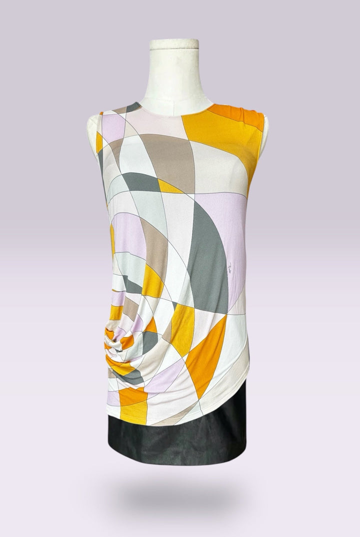 Emilio Pucci Orange & Purple Sleeveless Printed Top | Italian Designer Vintage