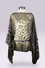 Roberto Cavalli Leopard Print Sheer Tunic Top with Waist Tie | Italian Secondhand