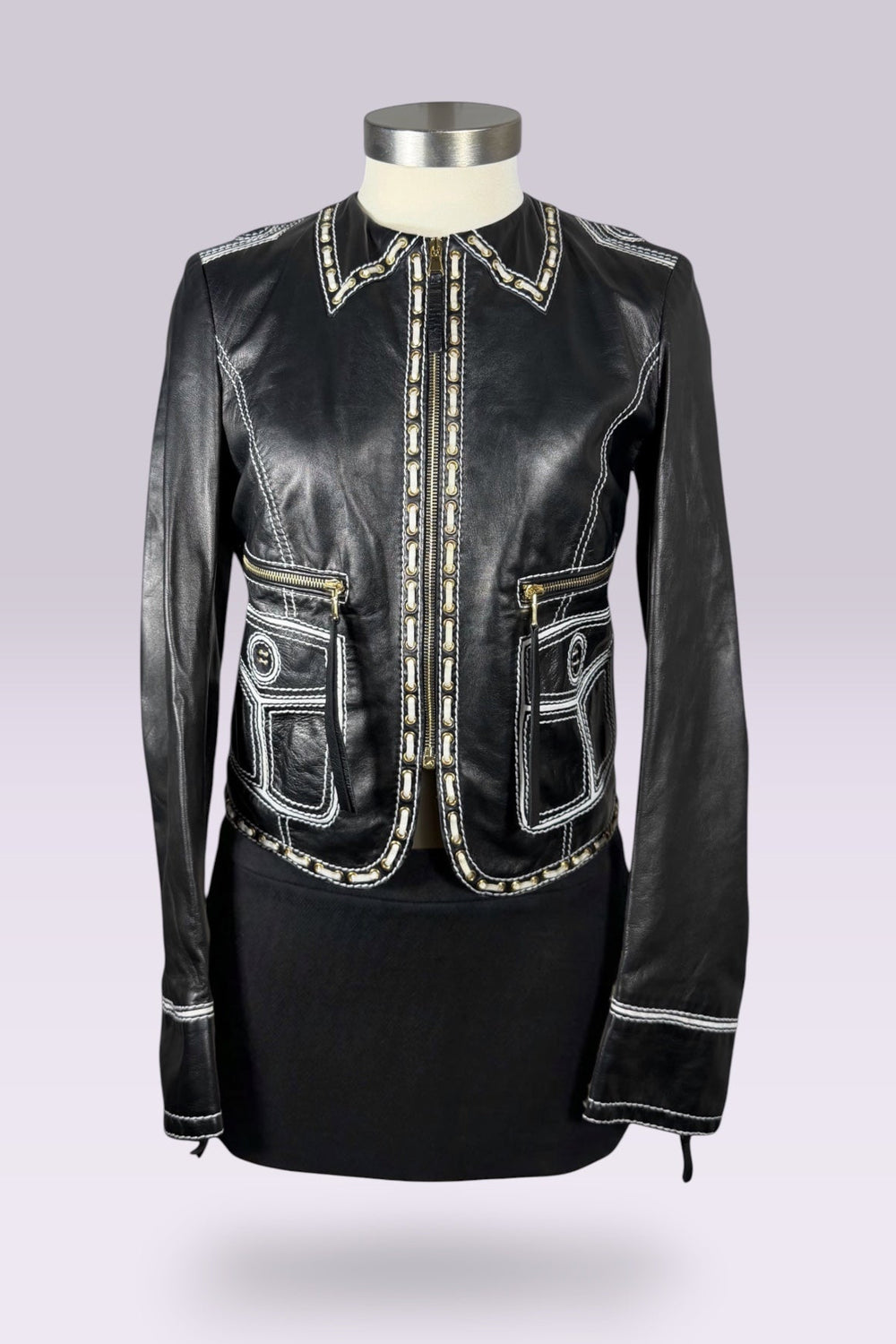 Roberto Cavalli Leather Trompe L’oeil Jacket | Italian Vintage