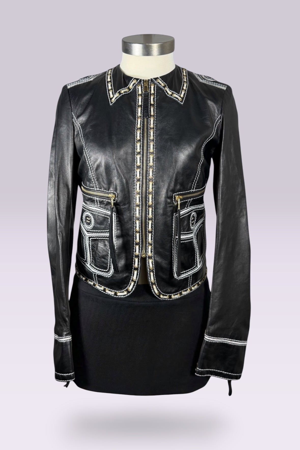 Roberto Cavalli Leather Trompe L’oeil Jacket | Italian Vintage