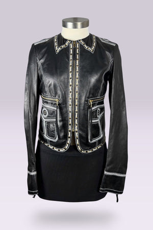 Roberto Cavalli Leather Trompe L’oeil Jacket | Italian Vintage