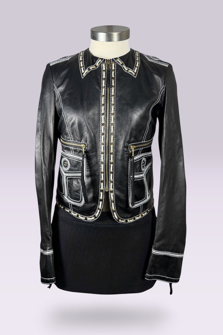 Roberto Cavalli Leather Trompe L’oeil Jacket | Italian Vintage