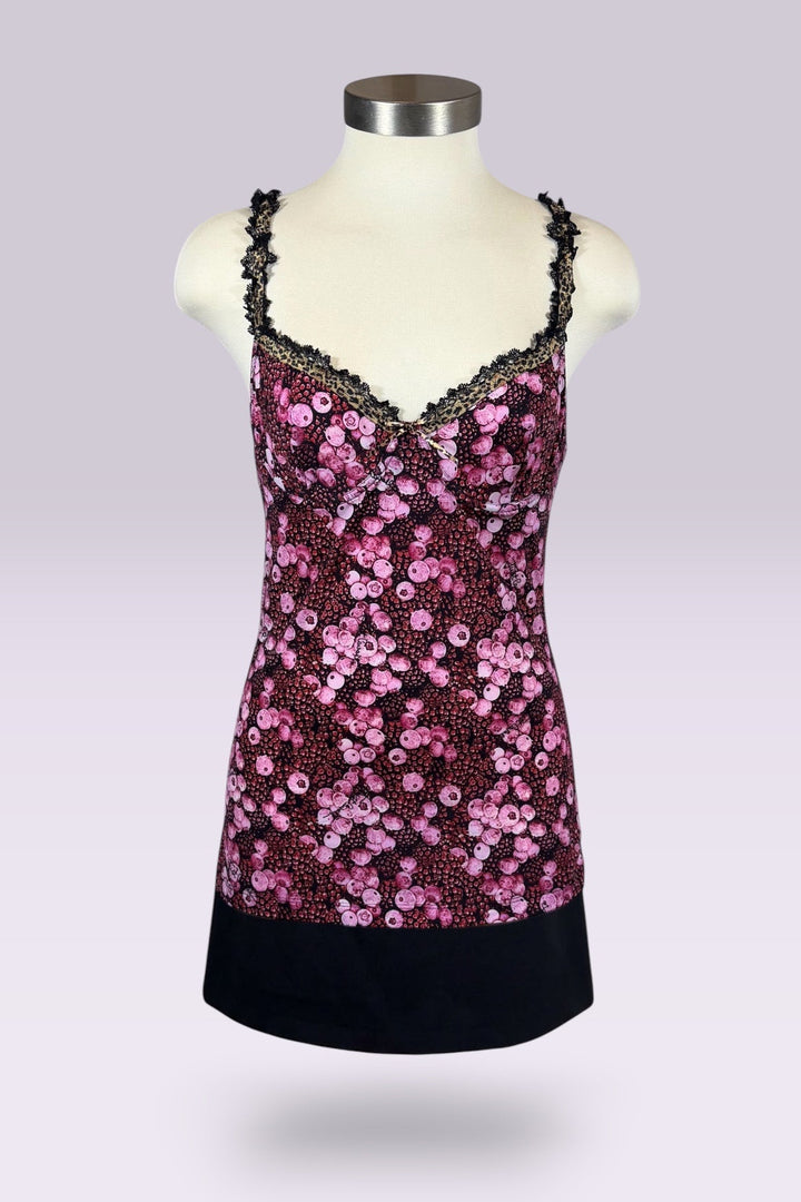 Just Cavalli Berry Print Leopard and Lace Trim Camisole | Italian Secondhand