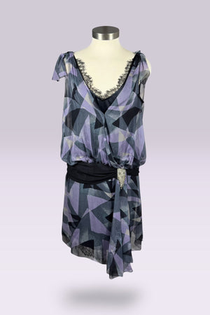 Diane von Furstenberg Silk Geometric Print Dress with Crystal Embellishment | American Secondhand