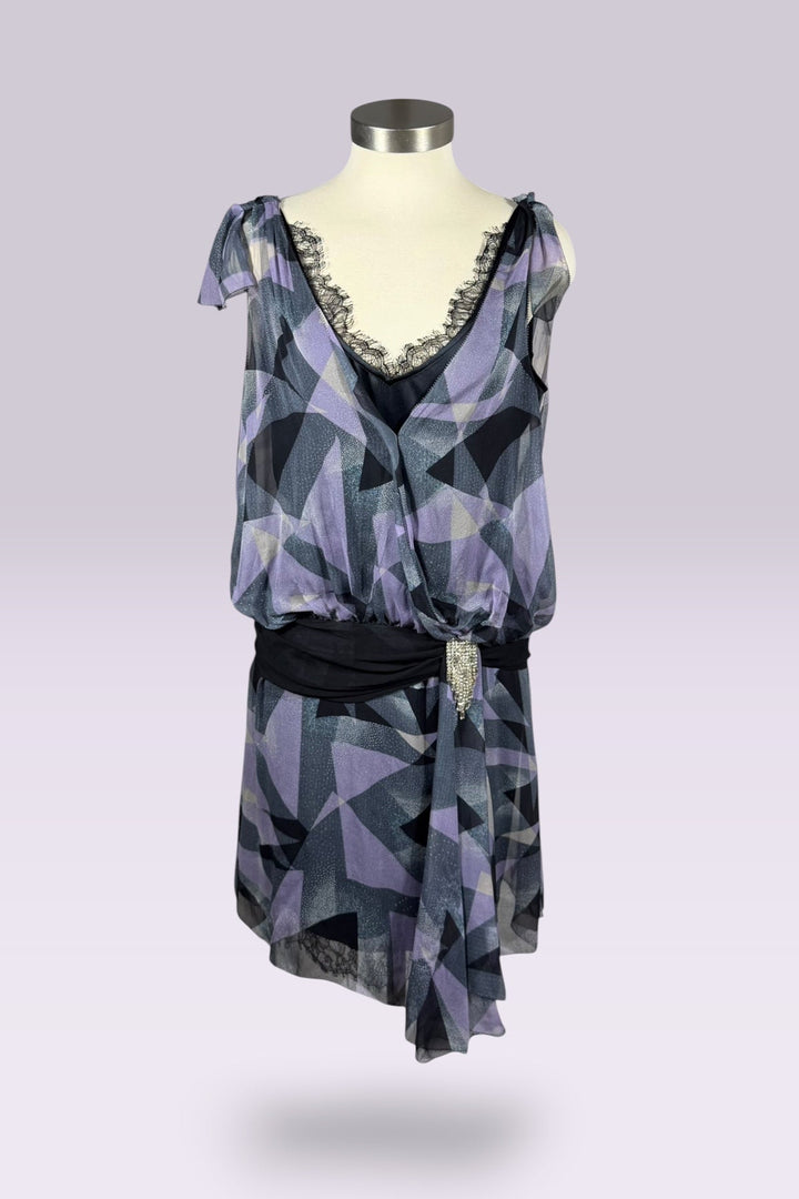 Diane von Furstenberg Silk Geometric Print Dress with Crystal Embellishment | American Secondhand