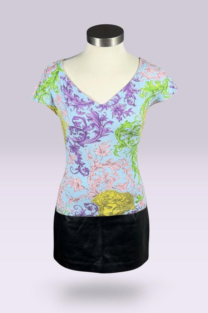 Versace Jeans Couture Baroque Medusa Print Top | Italian Vintage