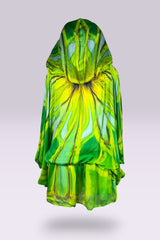 Roberto Cavalli 1996 Green Abstract Silk Hooded Tunic | Italian Vintage