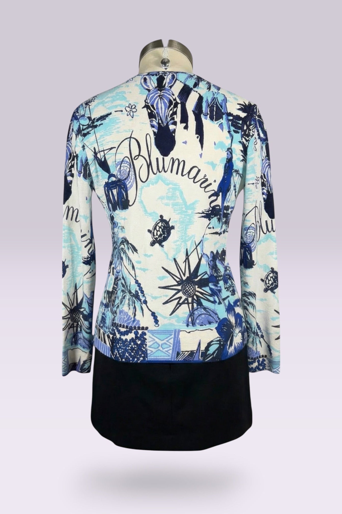 Blumarine Beaded Travel Print Cardigan | Italian Vintage