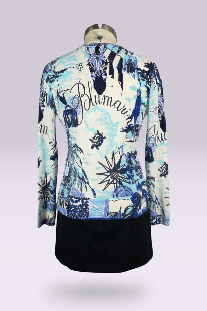 Blumarine Beaded Travel Print Cardigan | Italian Vintage