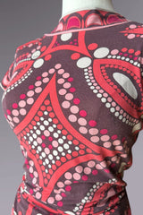 Emilio Pucci Red & Pink Short Sleeve Printed Top | Italian Designer Vintage