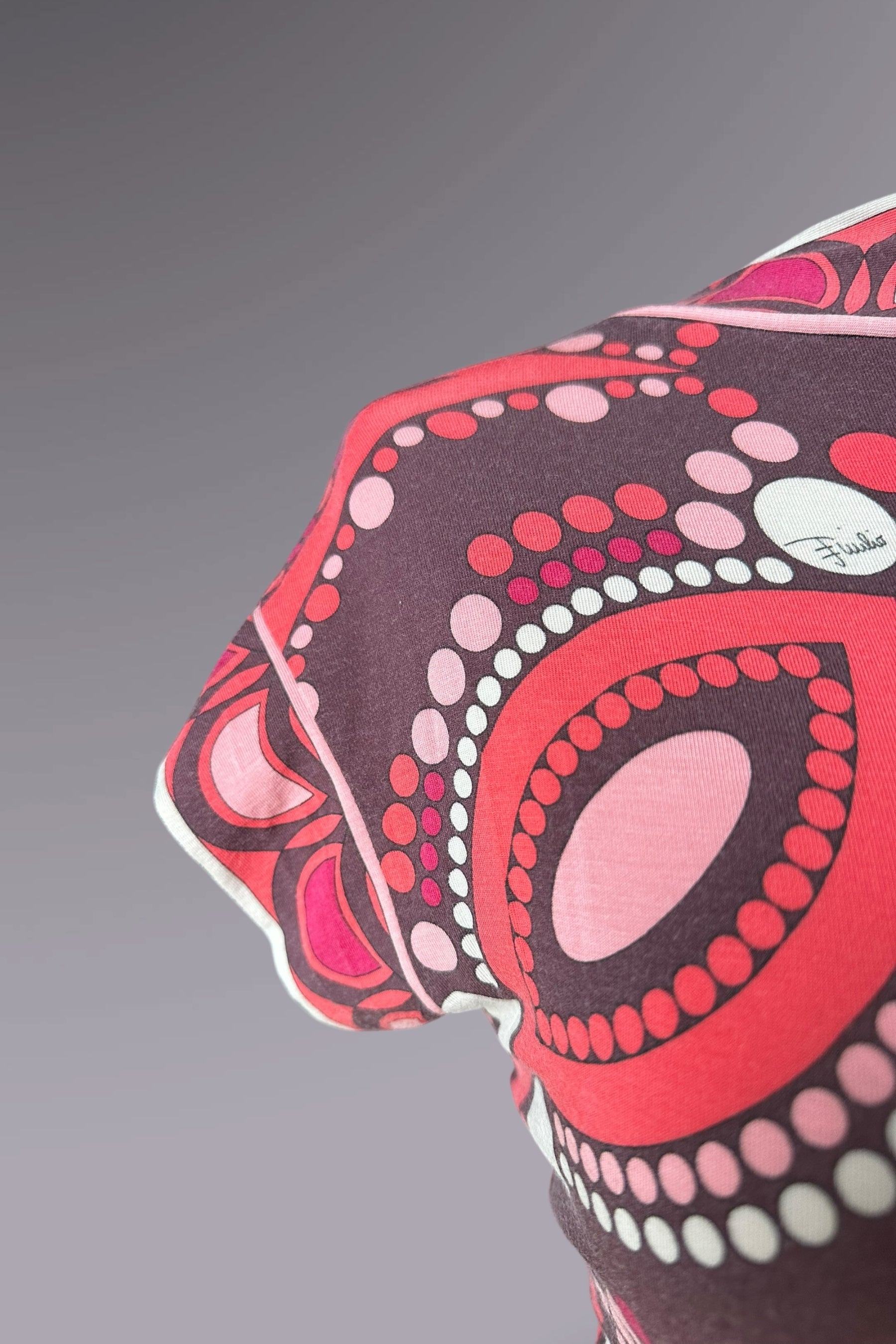 Emilio Pucci Red & Pink Short Sleeve Printed Top | Italian Designer Vintage
