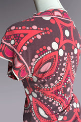 Emilio Pucci Red & Pink Short Sleeve Printed Top | Italian Designer Vintage