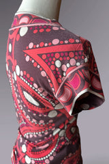 Emilio Pucci Red & Pink Short Sleeve Printed Top | Italian Designer Vintage