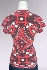 Emilio Pucci Red & Pink Short Sleeve Printed Top | Italian Designer Vintage