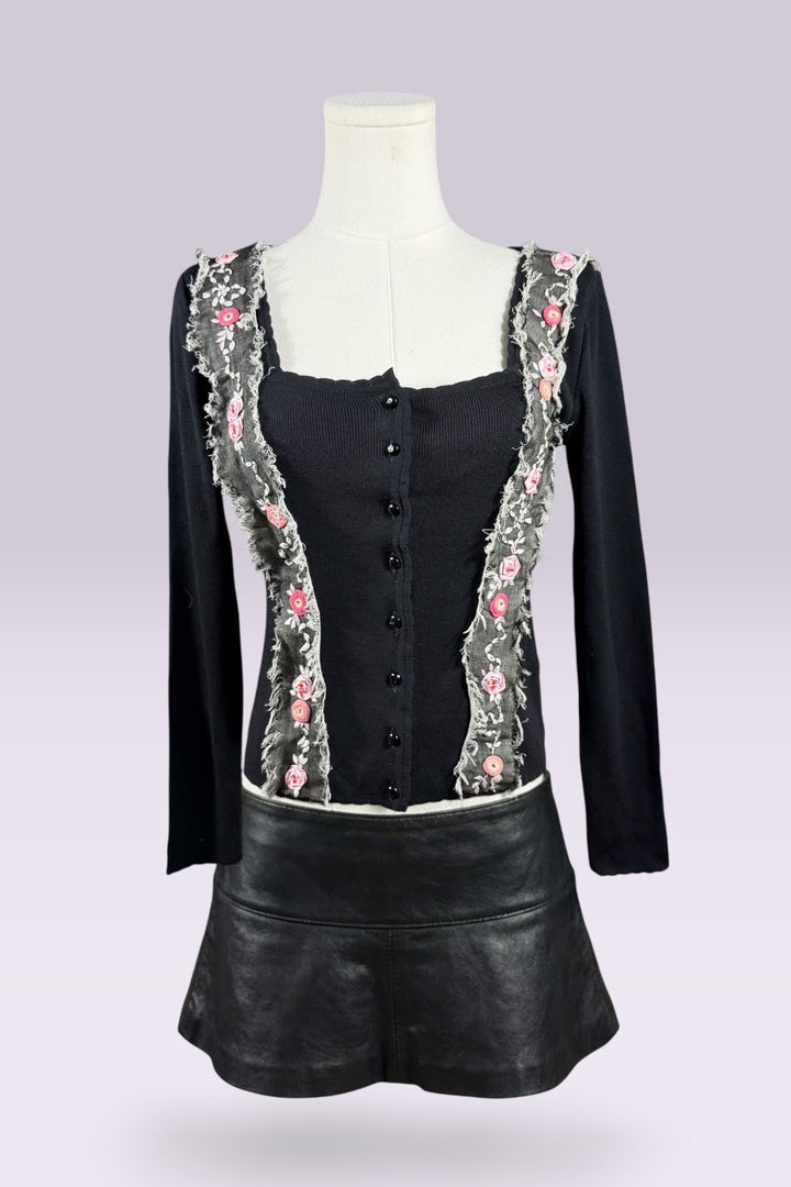 Anna Molinari Floral Embroidered Cardigan | Italian Vintage