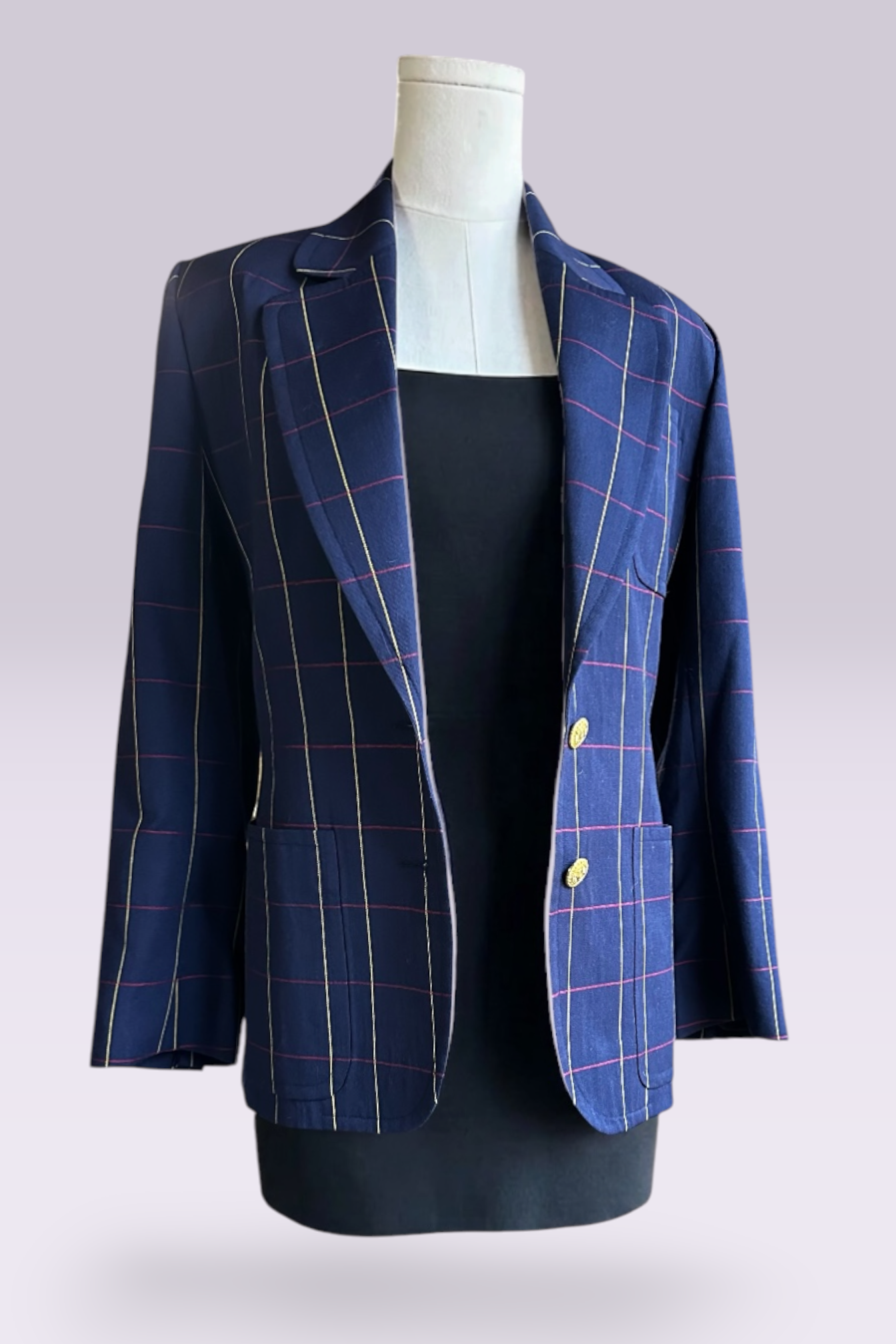 Celine Wool Windowpane Blazer | French Vintage