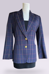 Celine Wool Windowpane Blazer | French Vintage
