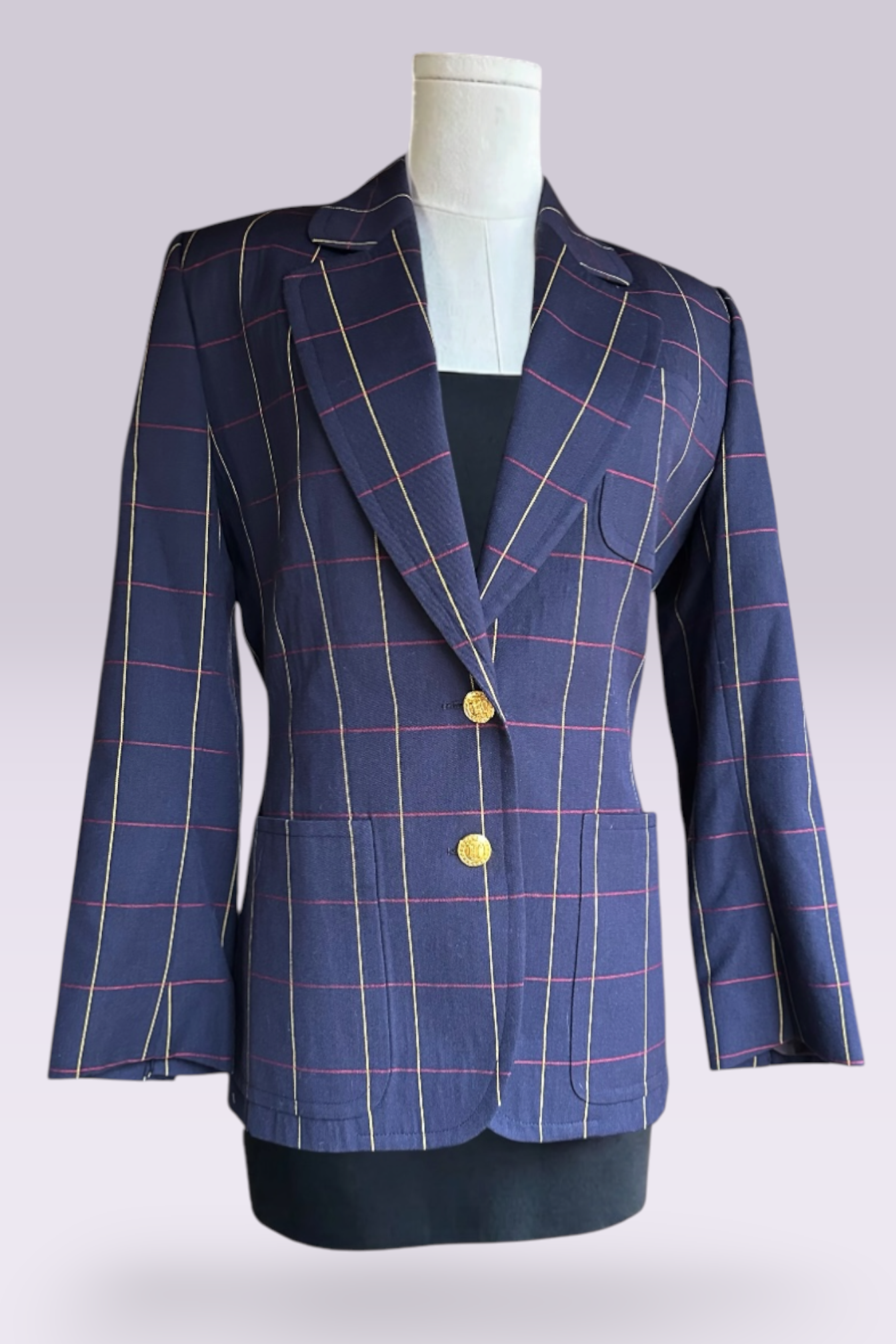 Celine Wool Windowpane Blazer | French Vintage