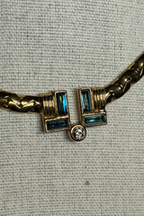 LANVIN Blue Crystal Gold Chain Necklace | French Vintage