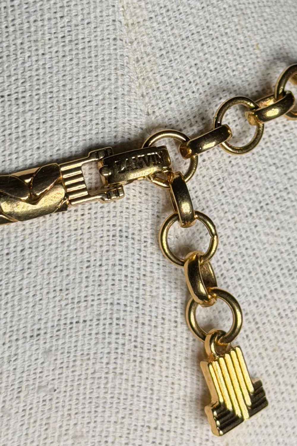 LANVIN Blue Crystal Gold Chain Necklace | French Vintage