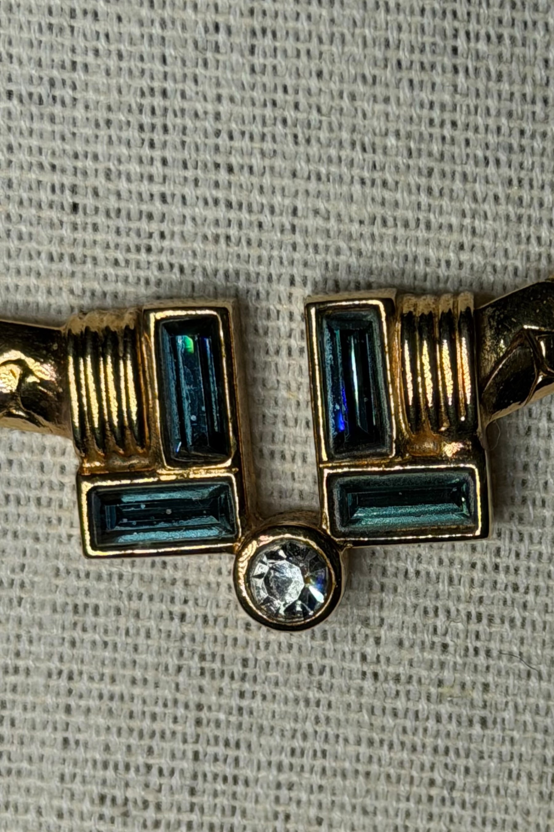 LANVIN Blue Crystal Gold Chain Necklace | French Vintage