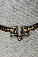 LANVIN Blue Crystal Gold Chain Necklace | French Vintage