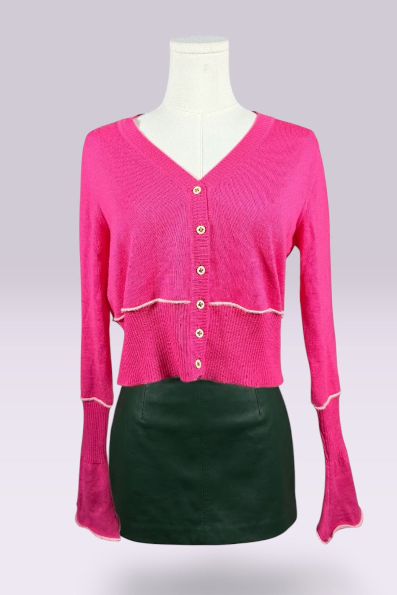 Blugirl Blumarine Pink Virgin Wool Cardigan | Italian Vintage