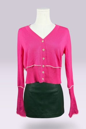 Blugirl Blumarine Pink Virgin Wool Cardigan | Italian Vintage