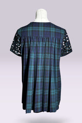 Sacai Runway Lattice Plaid and Pleated Top | Runway Archive