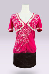 Blumarine Pink Floral Short Sleeve Cardigan | Italian Vintage