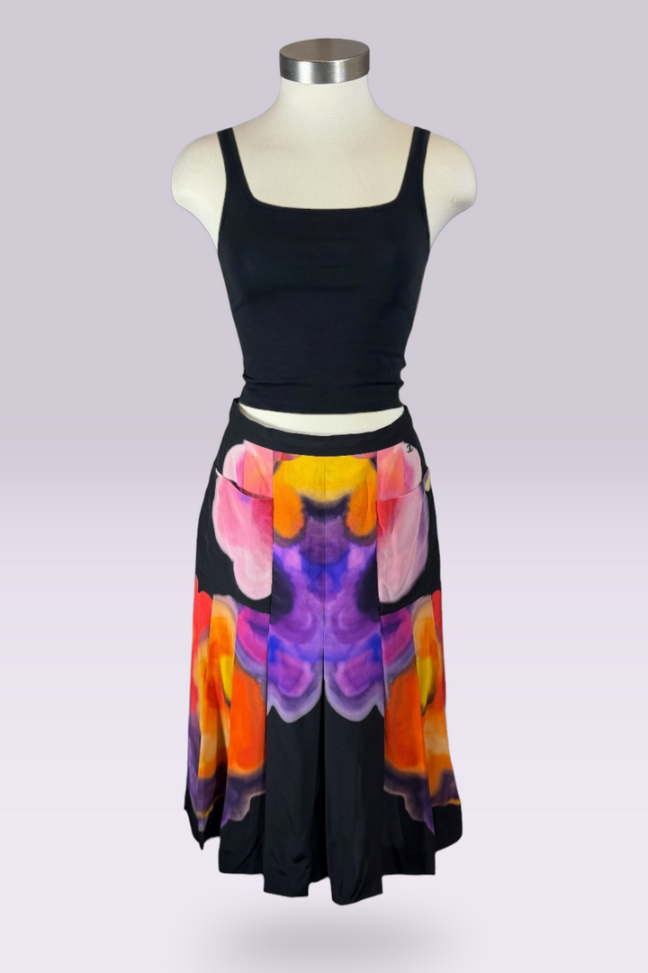 Chanel Abstract Print Silk Pleated Skirt | Runway Archive