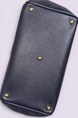 Gucci Bamboo Handle Navy Suede Tote Bag | Italian Vintage