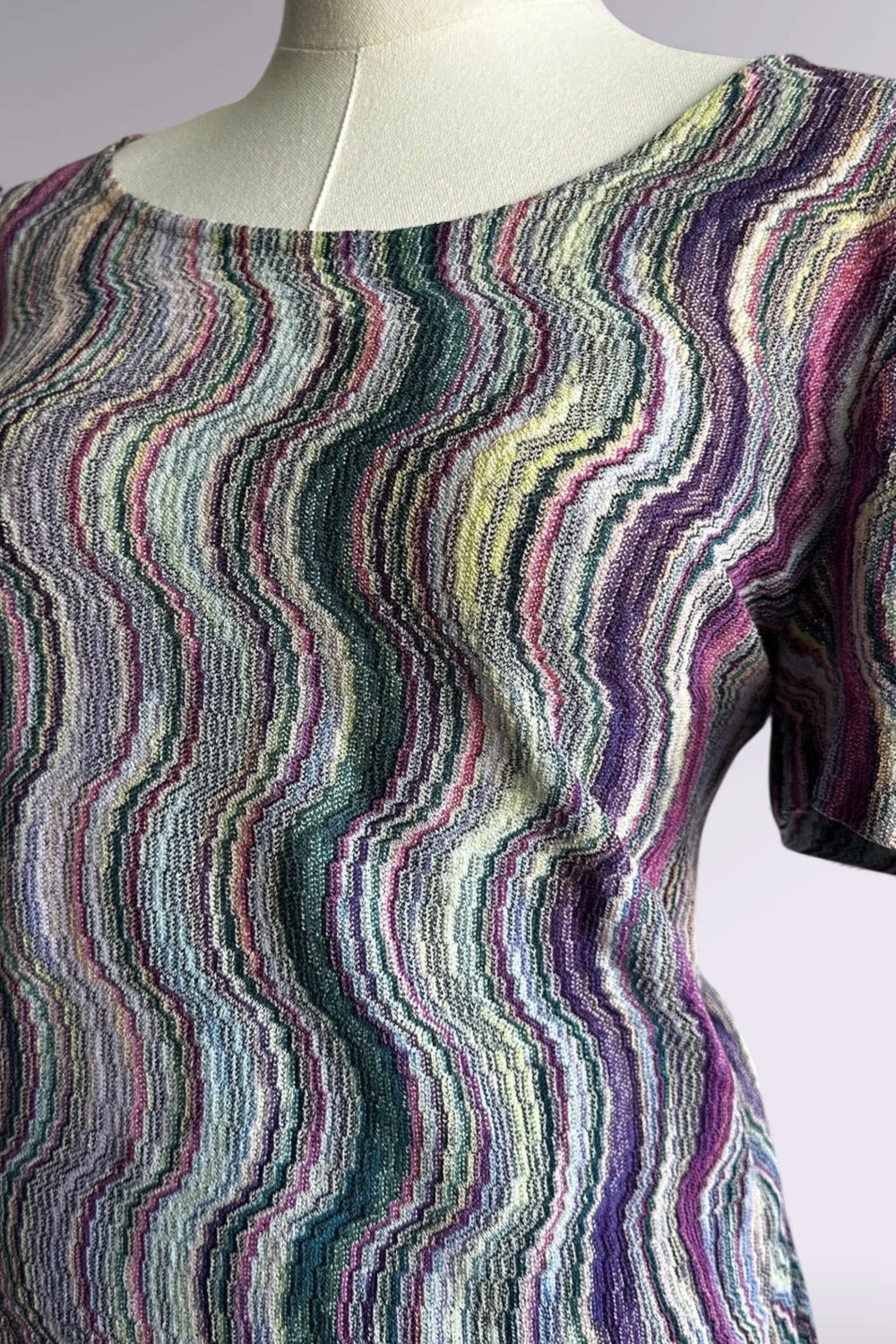 Missoni Wavy Knit Short Sleeve Top | Italian Designer Vintage
