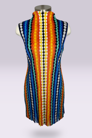 Pleats Please Issey Miyake Multicolor Geometric Pleated Mock Neck Tunic | Japanese Secondhand