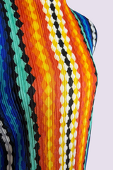 Pleats Please Issey Miyake Multicolor Geometric Pleated Mock Neck Tunic | Japanese Secondhand