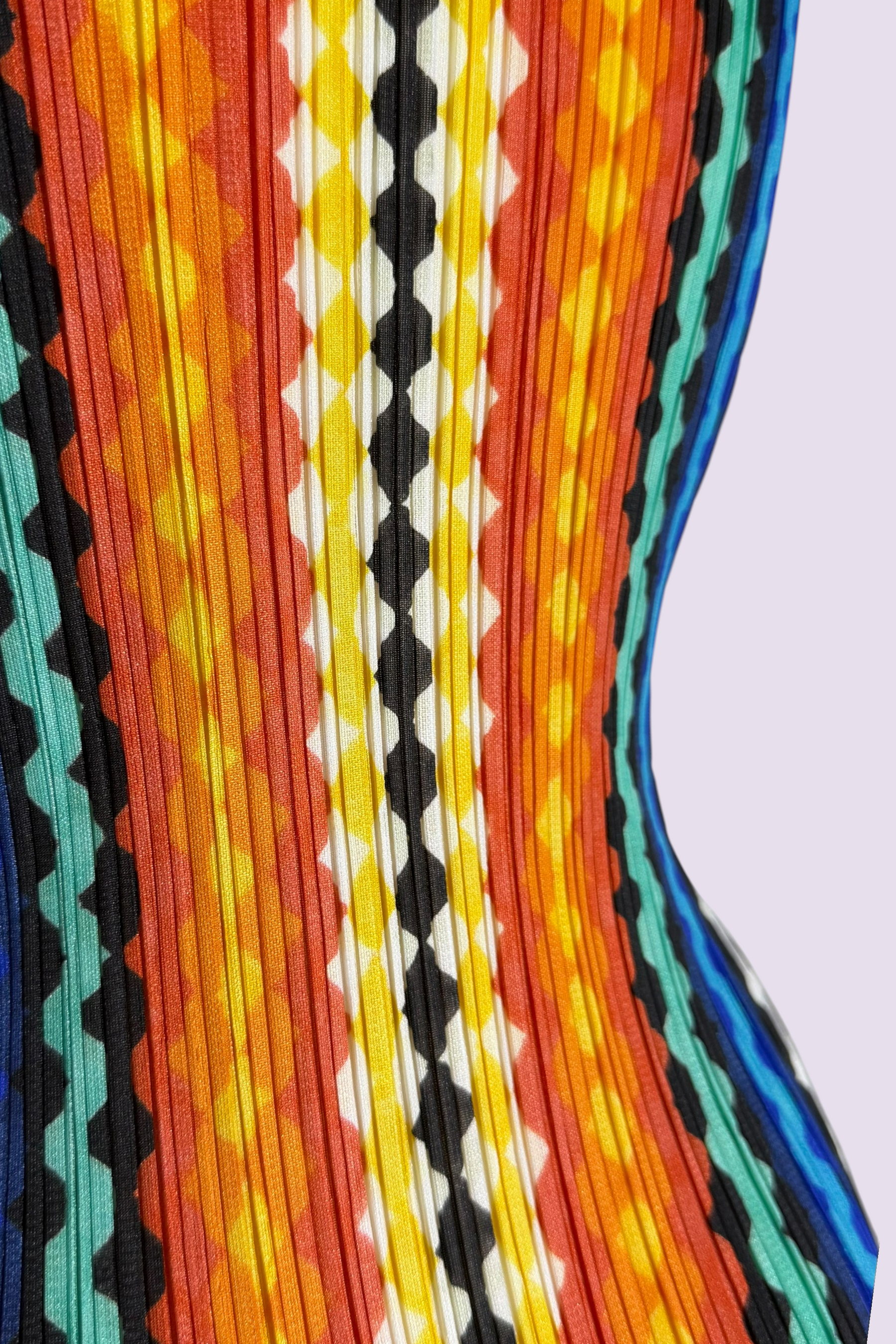 Pleats Please Issey Miyake Multicolor Geometric Pleated Mock Neck Tunic | Japanese Secondhand