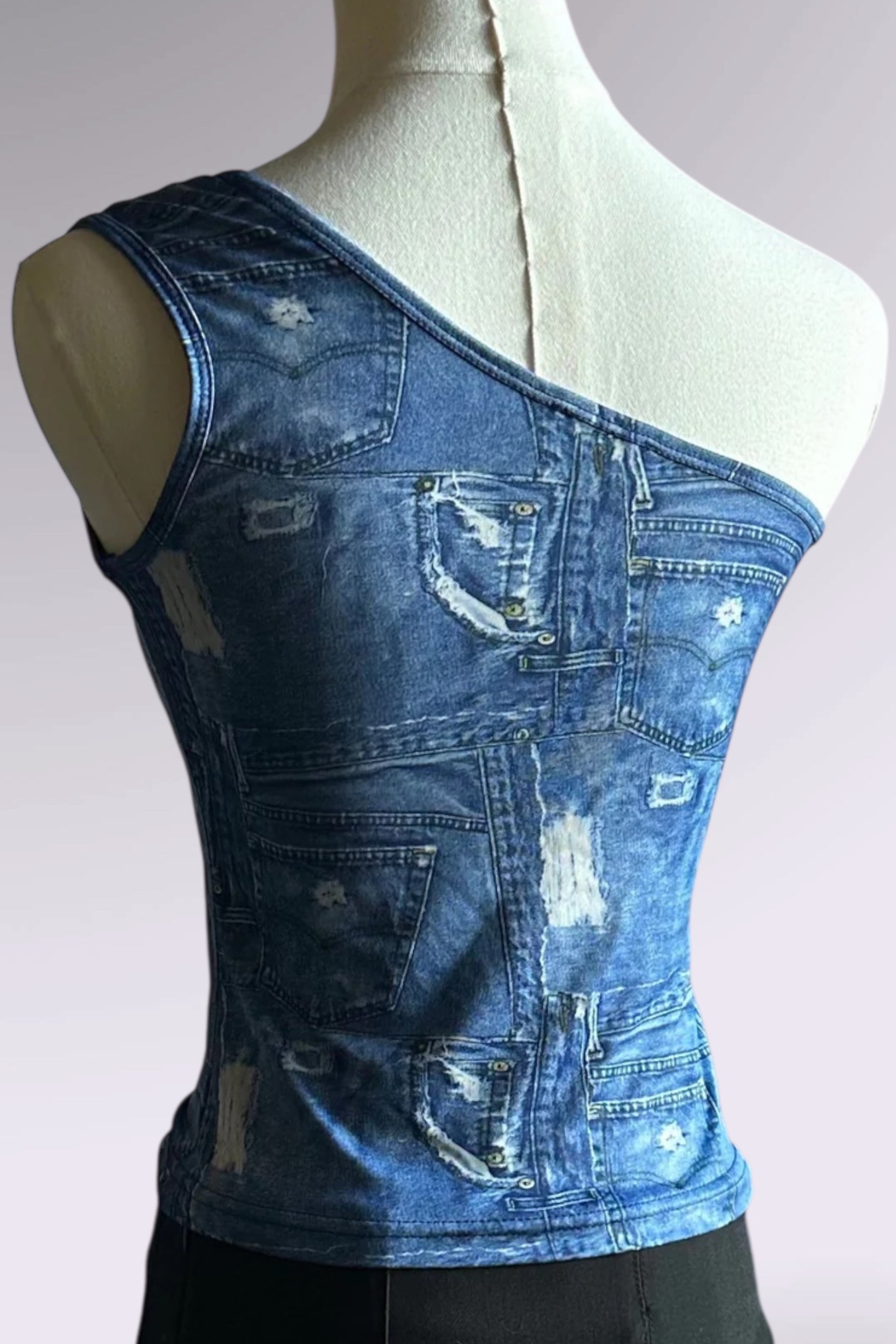 Pimkie One-Shoulder Patchwork Top | French Vintage