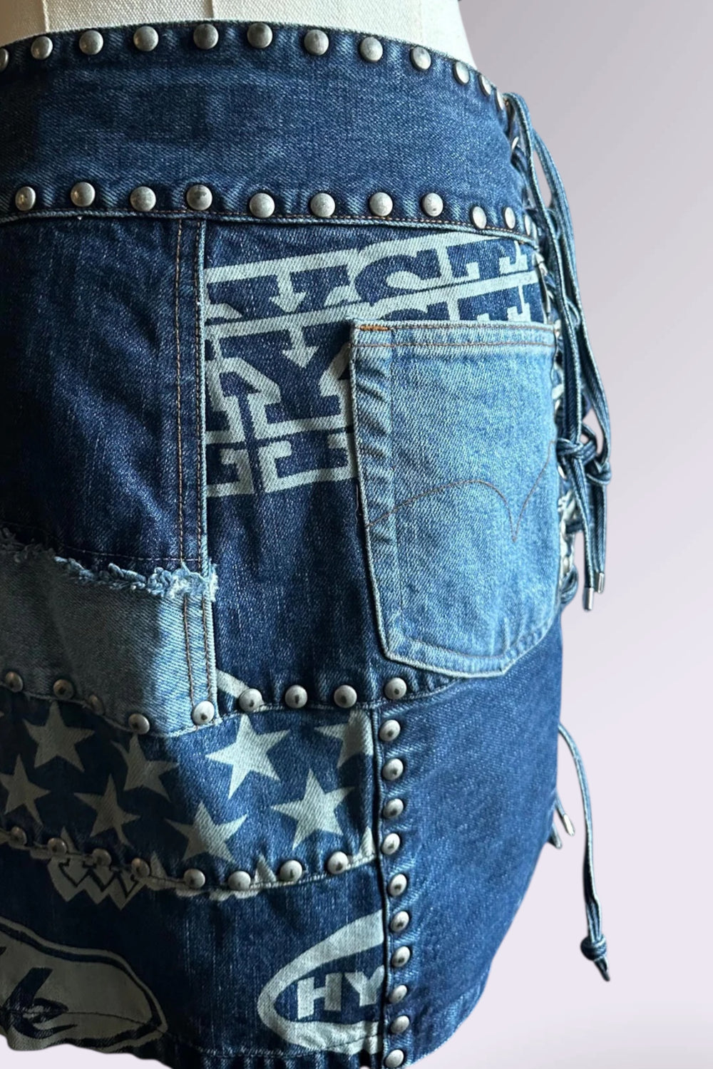 Hysteric Glamour Patchwork Denim Mini Skirt | Japanese Designer Vintage