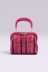 Roberta di Camerino Pink Velvet Floral Frame Bag | Italian Vintage